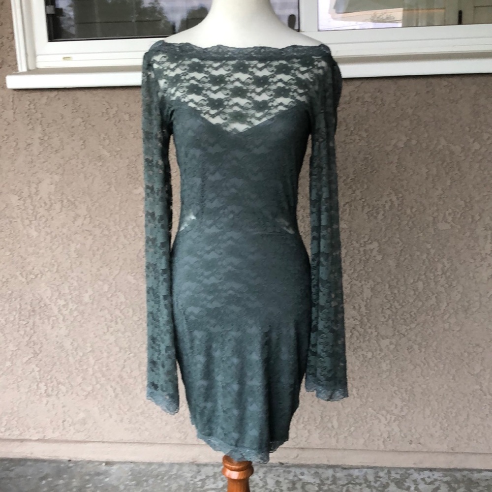 Brand New Free People Grey Lace Dress